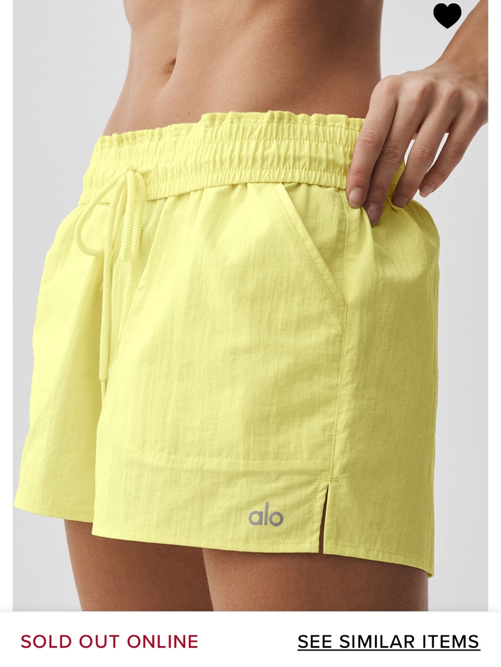 Alo Yoga Alumni Shorts, Sunshine Yellow, Size Small